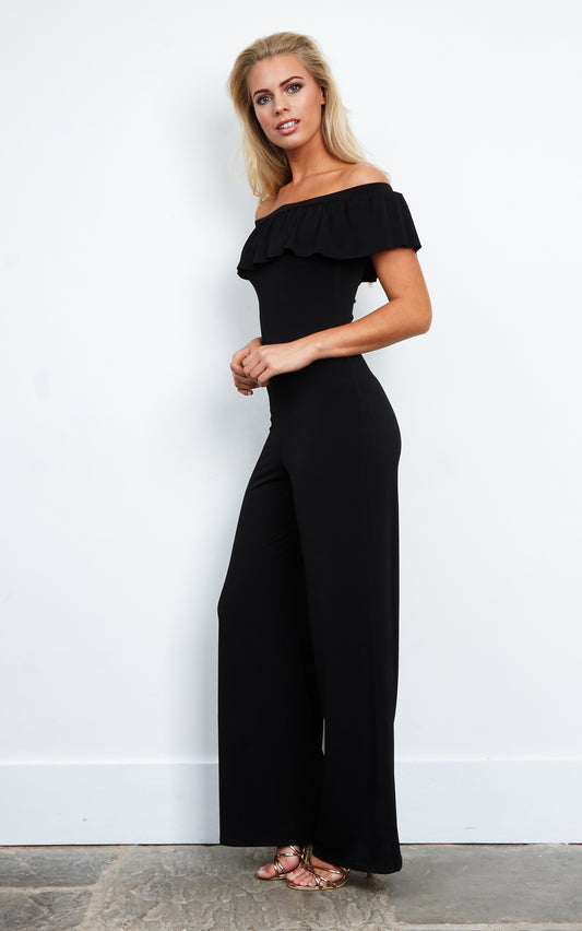 BARDOT FRILL WIDE LEG JUMPSUIT