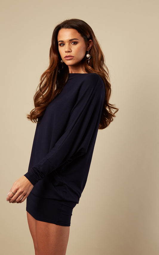 Batwing Dress in Navy