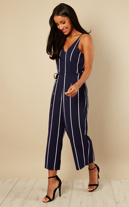NAVY PRINTED CULOTTE JUMPSUIT