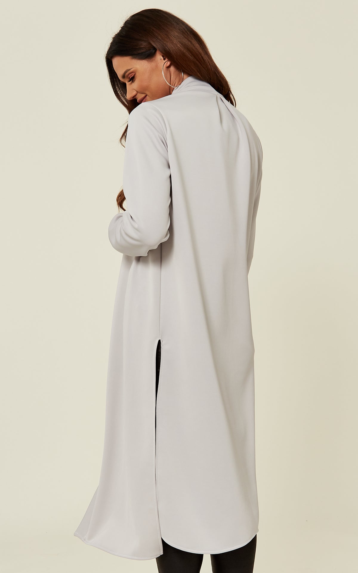 Light Grey Duster Coat/Jacket with Side Slits