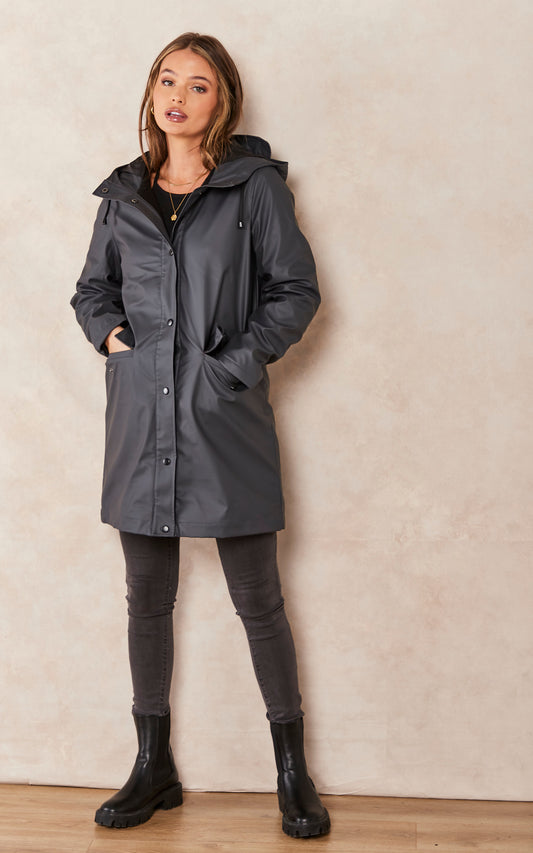 Raincoat with Teddy Lining in Black
