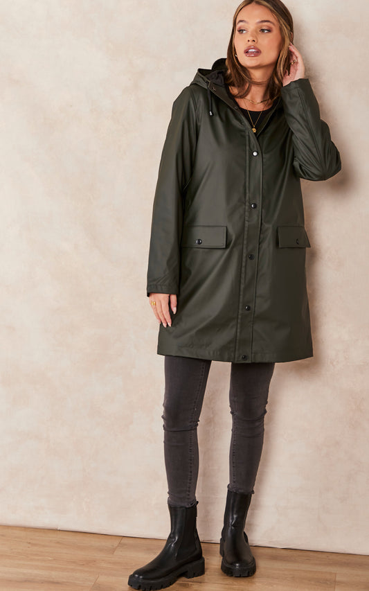 Raincoat With Teddy Lining In Khaki