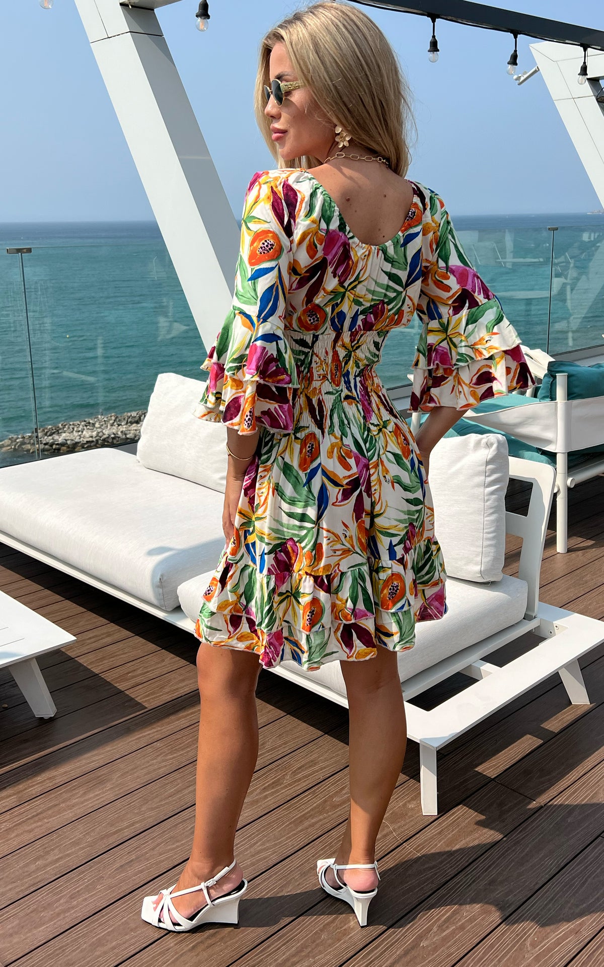 Summer Mini Dress In Tropical Papaya Print