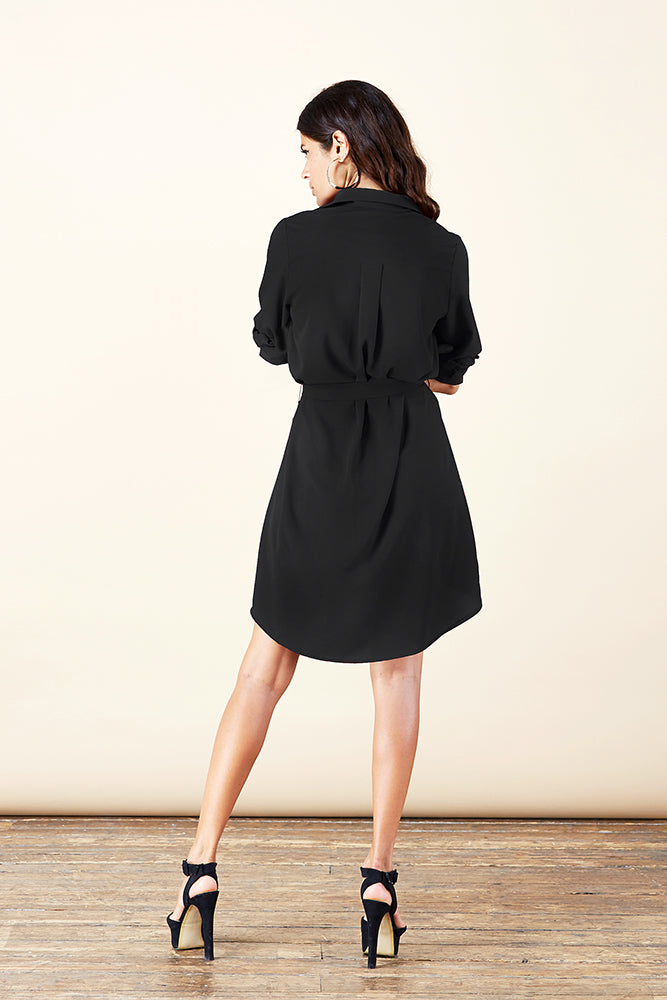 Mini Shirt Dress in Black