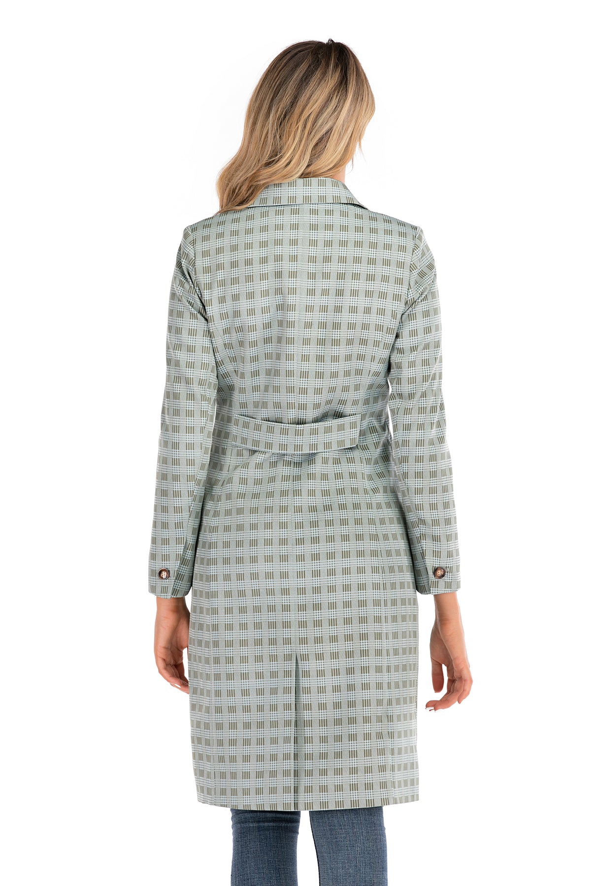 Jacket With Pocket in Grey Green Grid