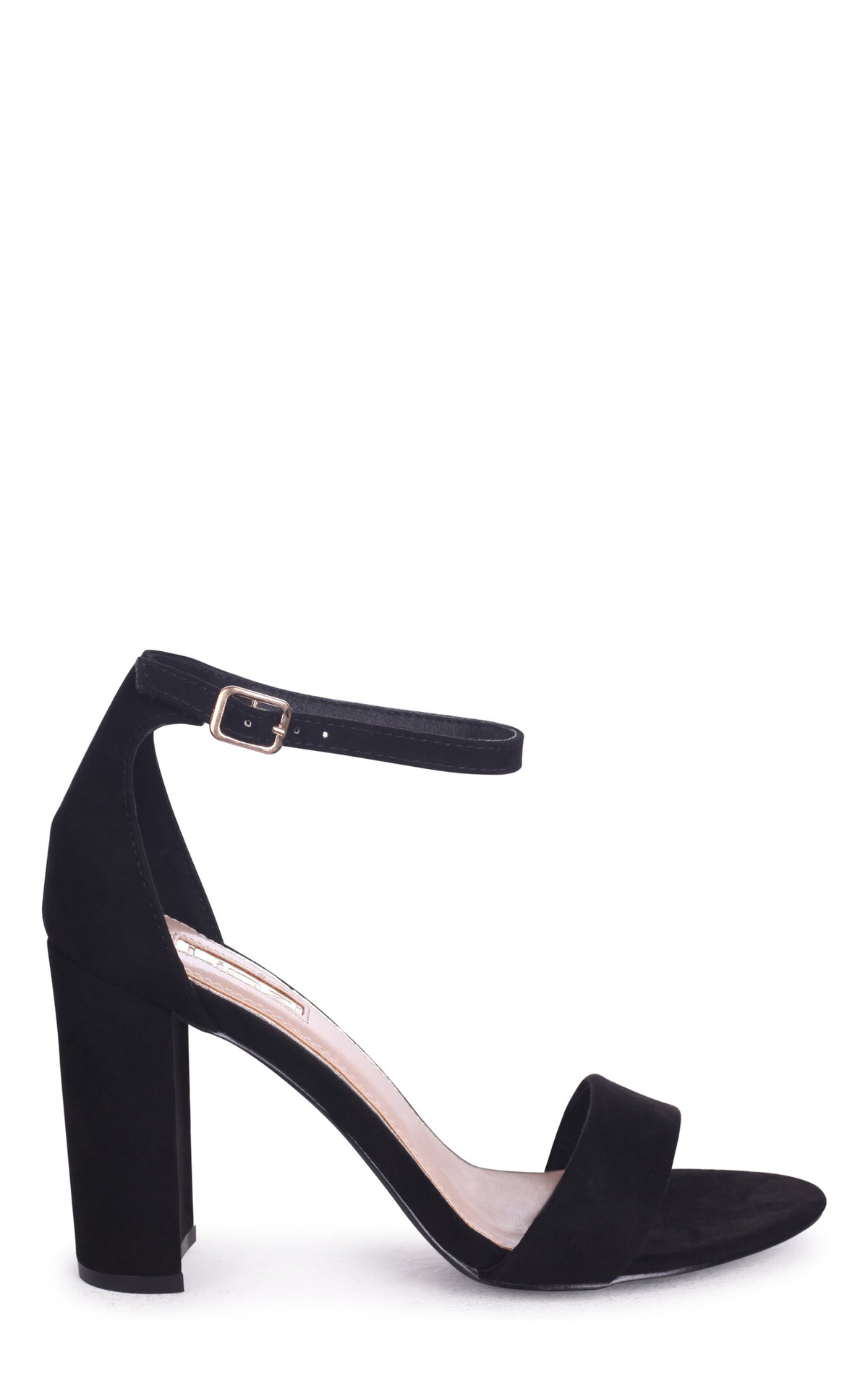 Nelly Barely There Block Heels in Black Suede
