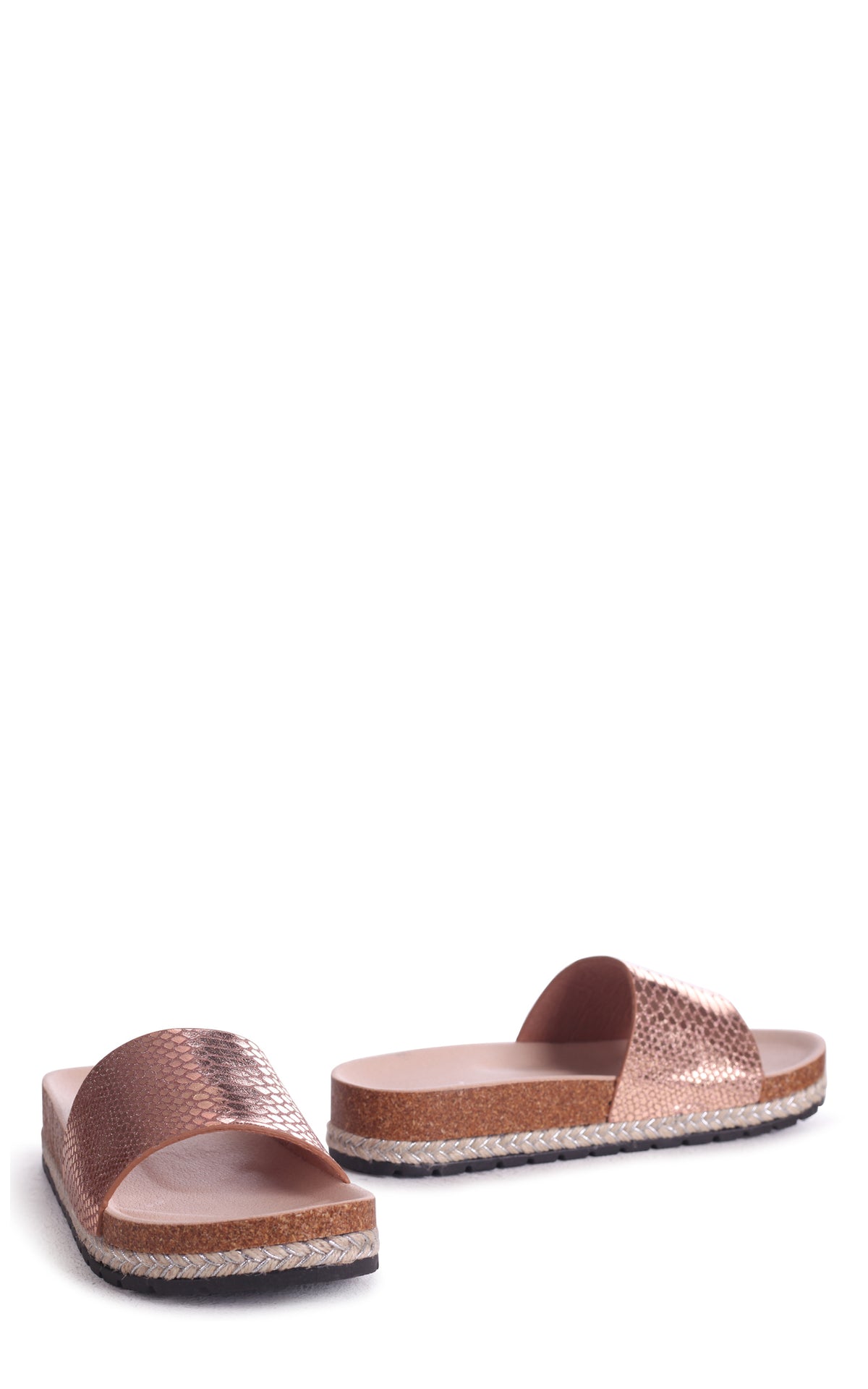 Citrus Rose Gold Snake Platform Slider With Plaited Detail
