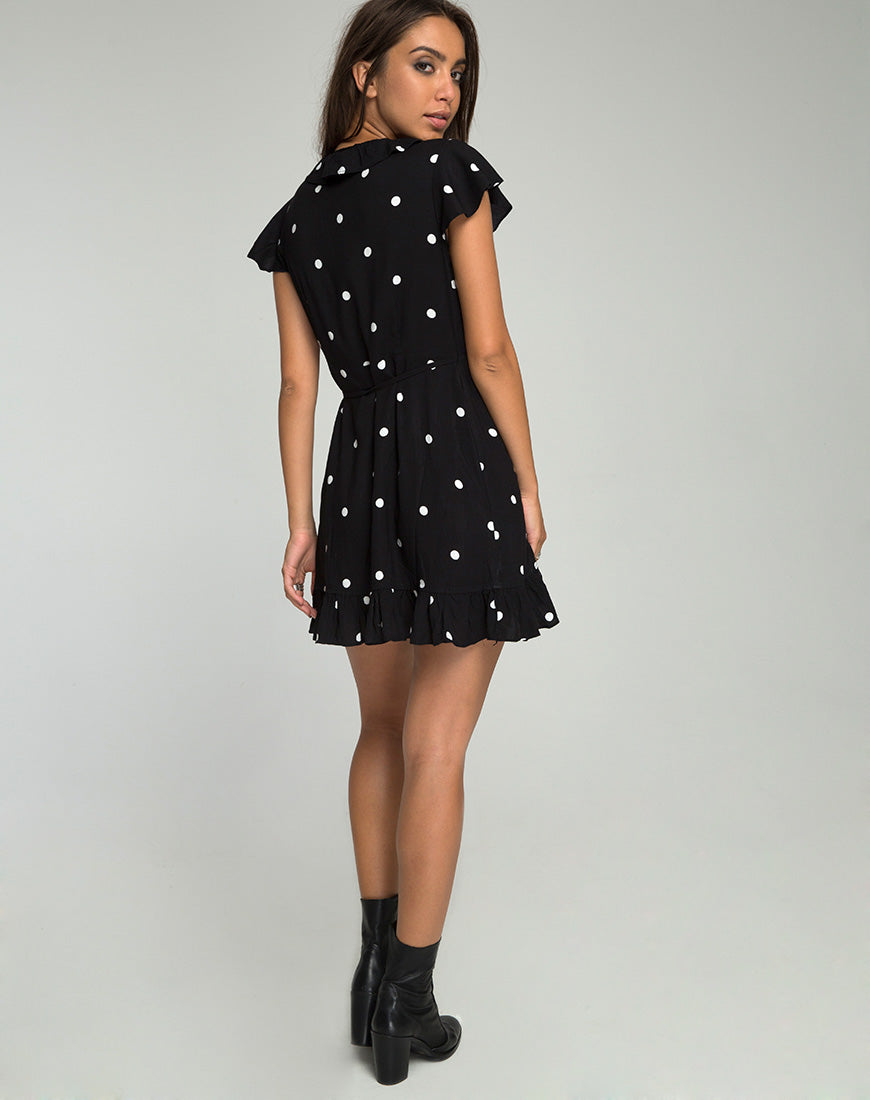 Rica Skater Dress in Black and White Polkadot