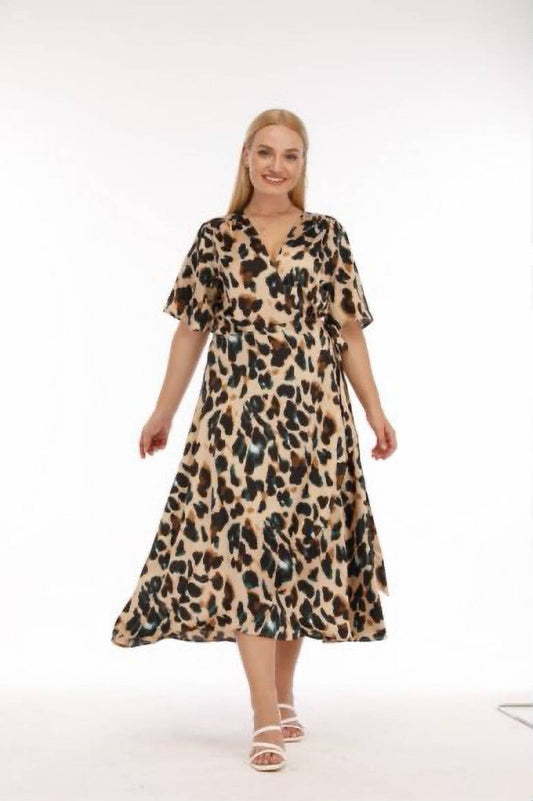 Plus Size Leopard print wrap dress