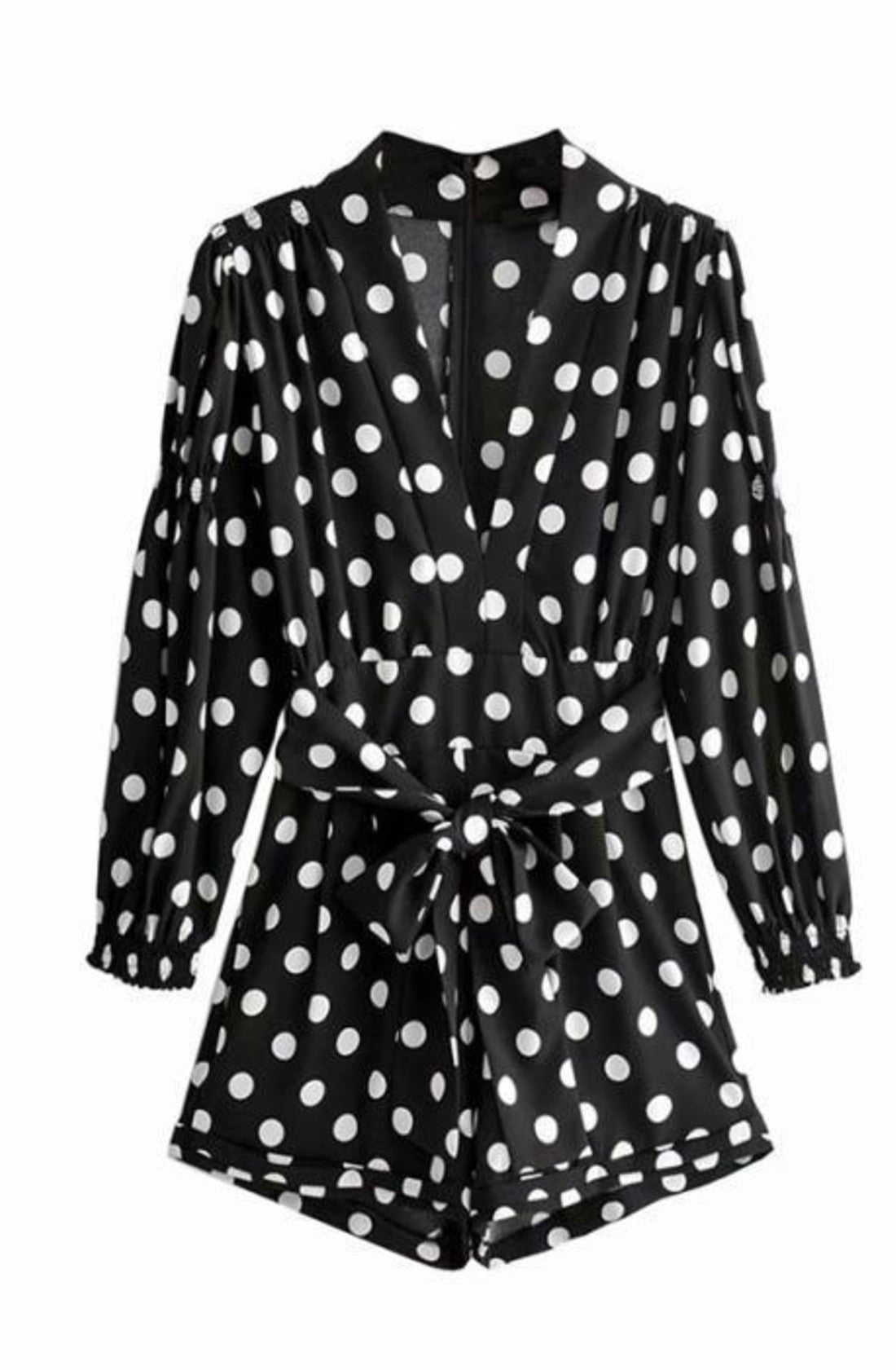 Playsuit In Polka Dot Long Sleeves