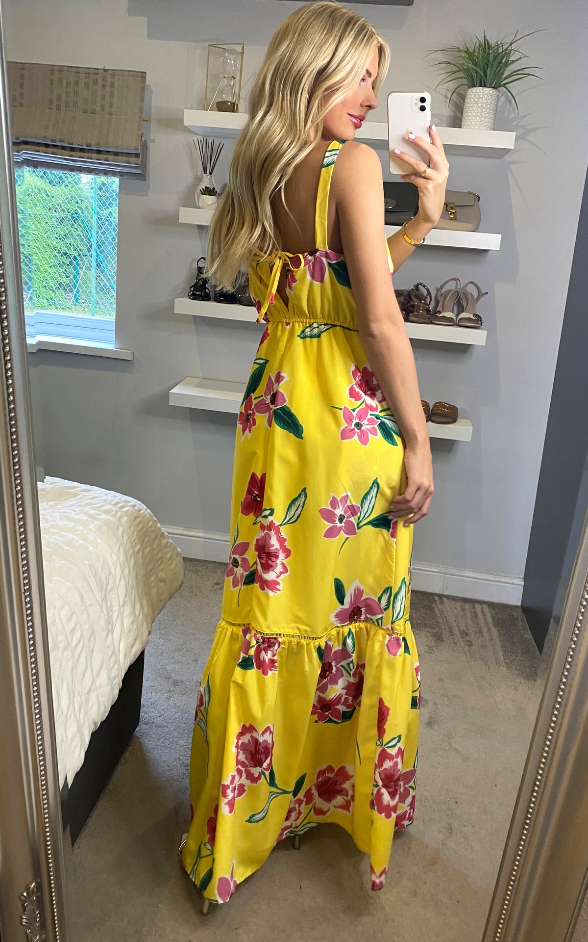 Oversized Floral Maxi Dress in Yellow