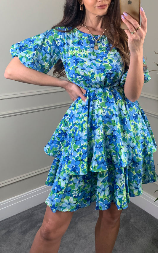 Multicolour floral print midi dress with cut-out detail