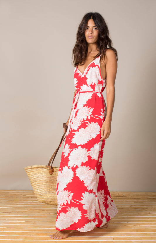 Giselle Dress in Red Bloom