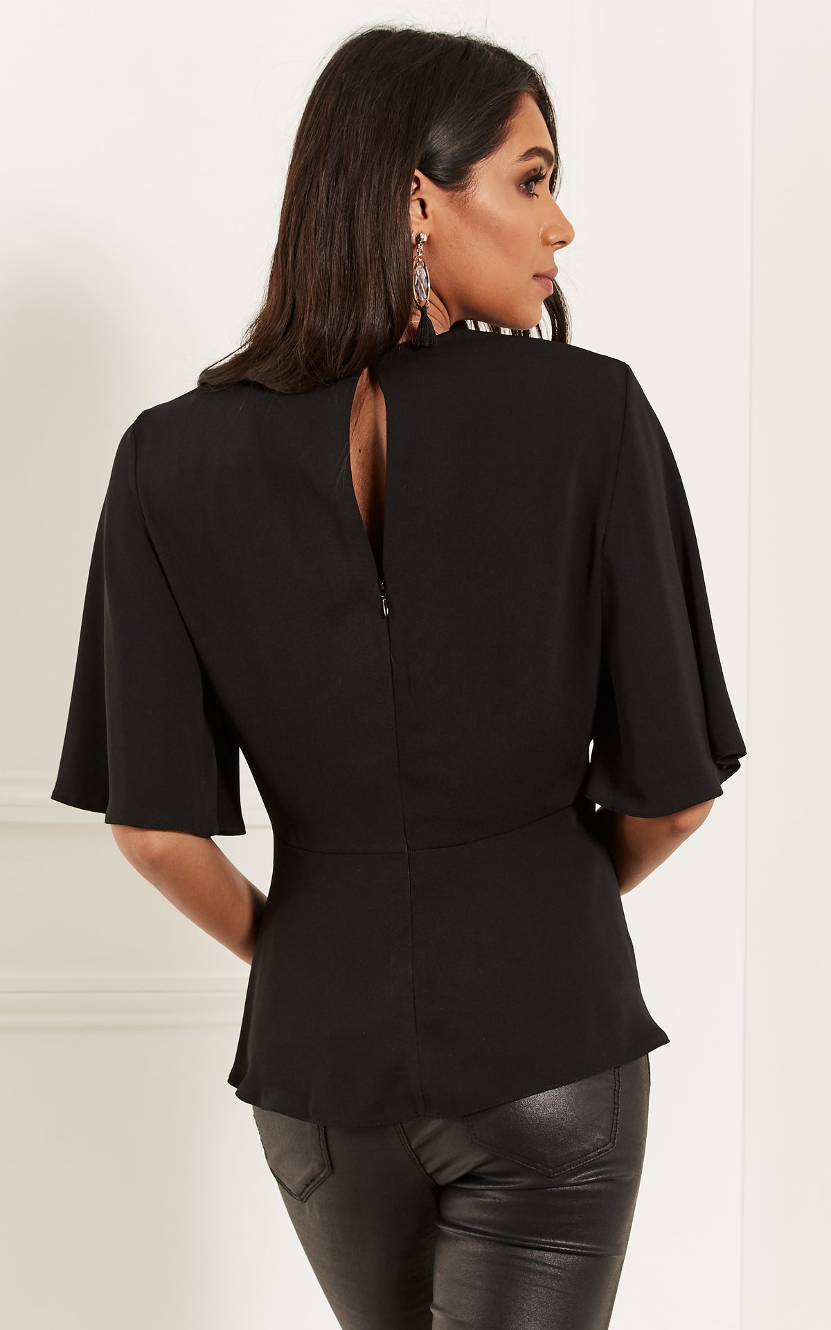 Black Kimono Knot Top