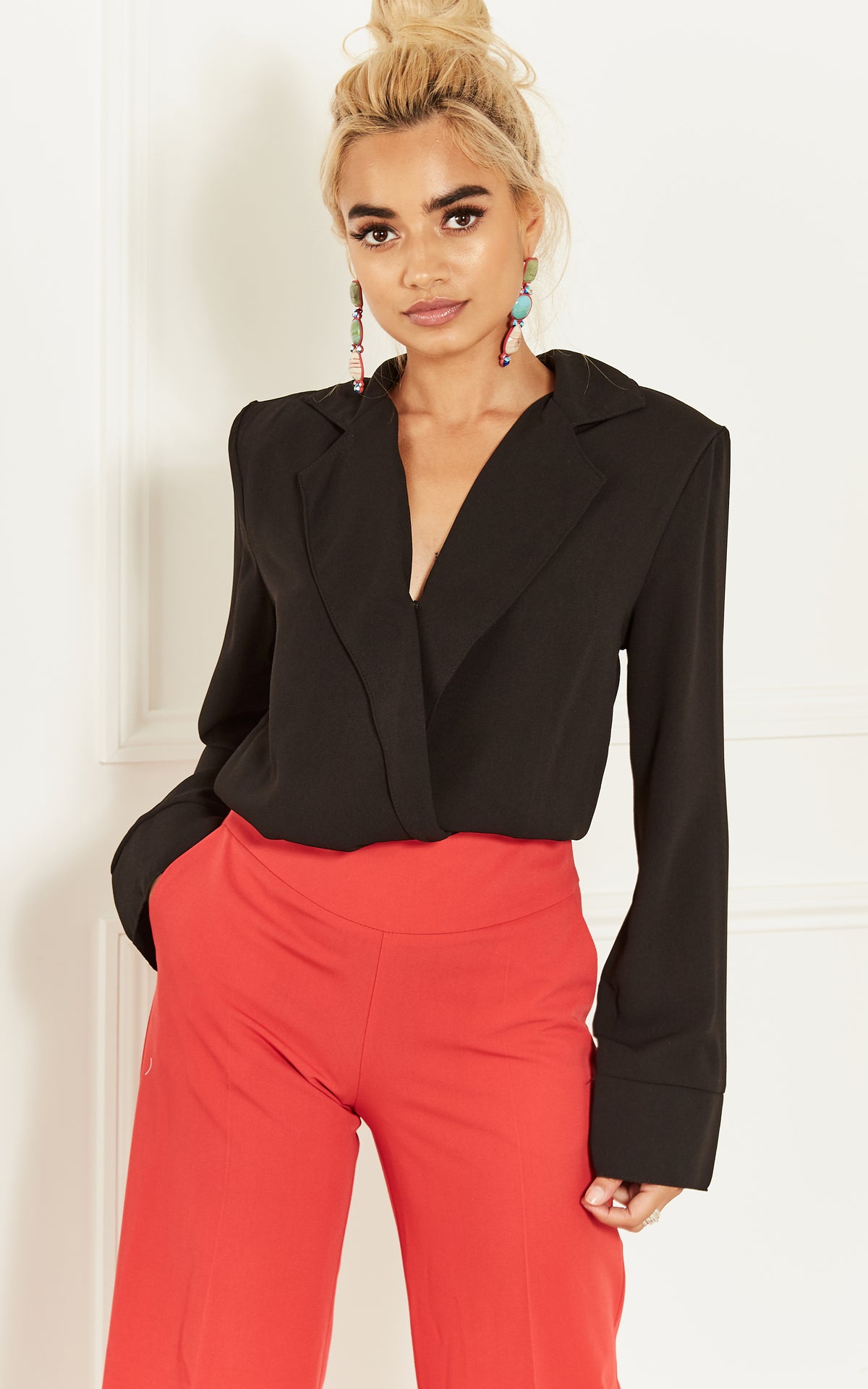 Black Crossover Bodysuit