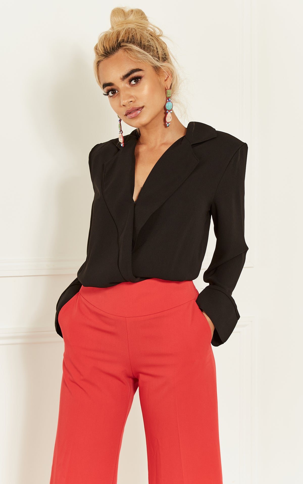 Black Crossover Bodysuit