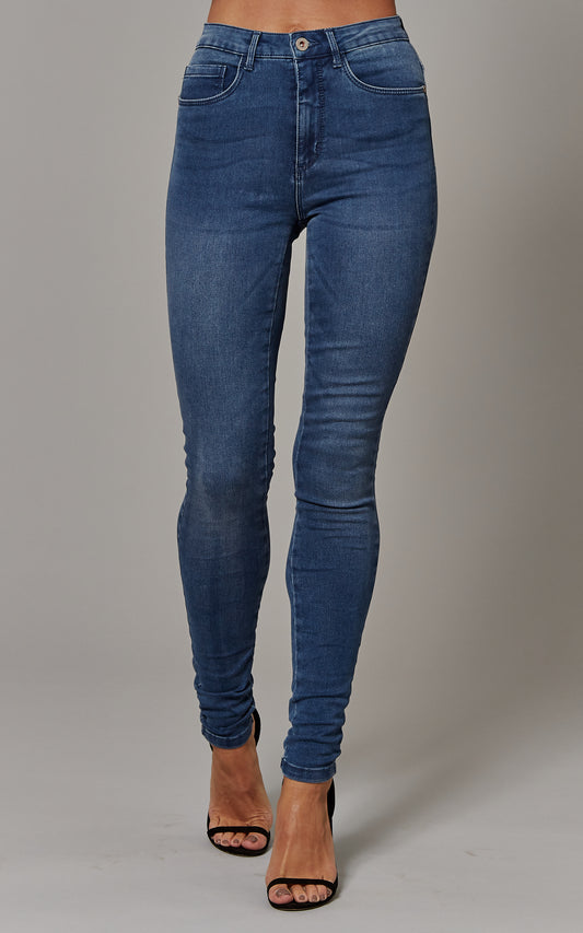 MEDIUM BLUE DENIM HIGH WAIST SKINNY JEANS