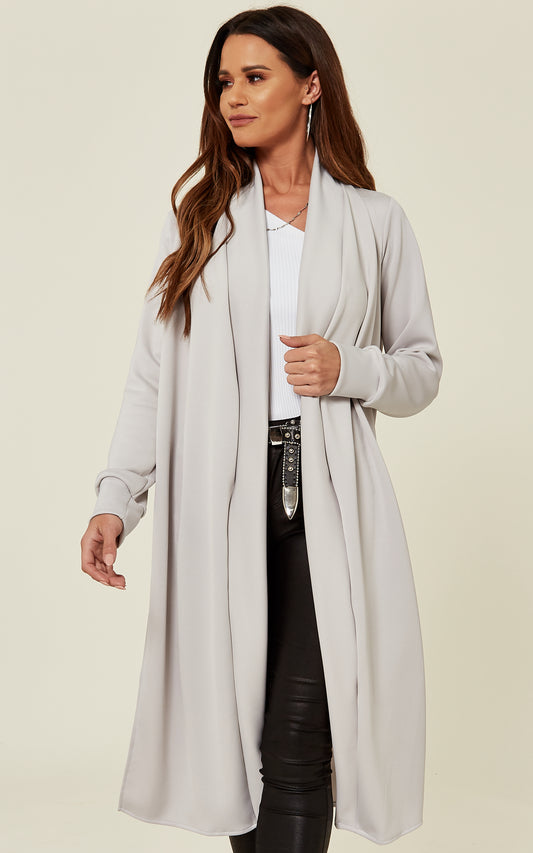 Light Grey Duster Coat/Jacket with Side Slits