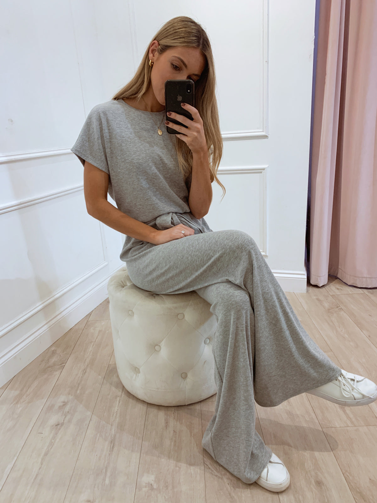 Claude Ribbed Loungewear Jumpsuit - Grey