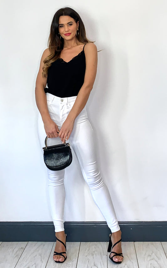 High Waisted Skinny Jeans in White