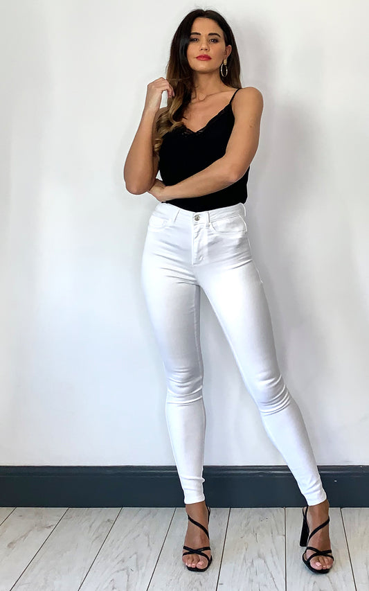 High Waisted Skinny Jeans in White