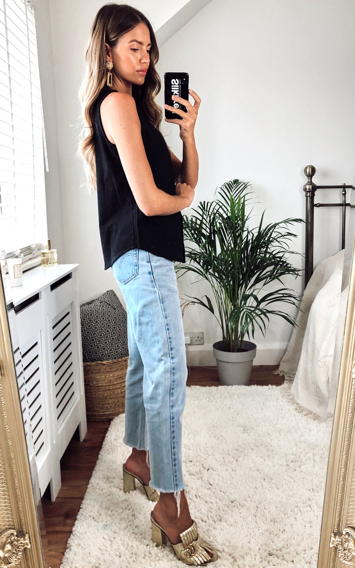 Lola Button Down Summer Vest Top in Black
