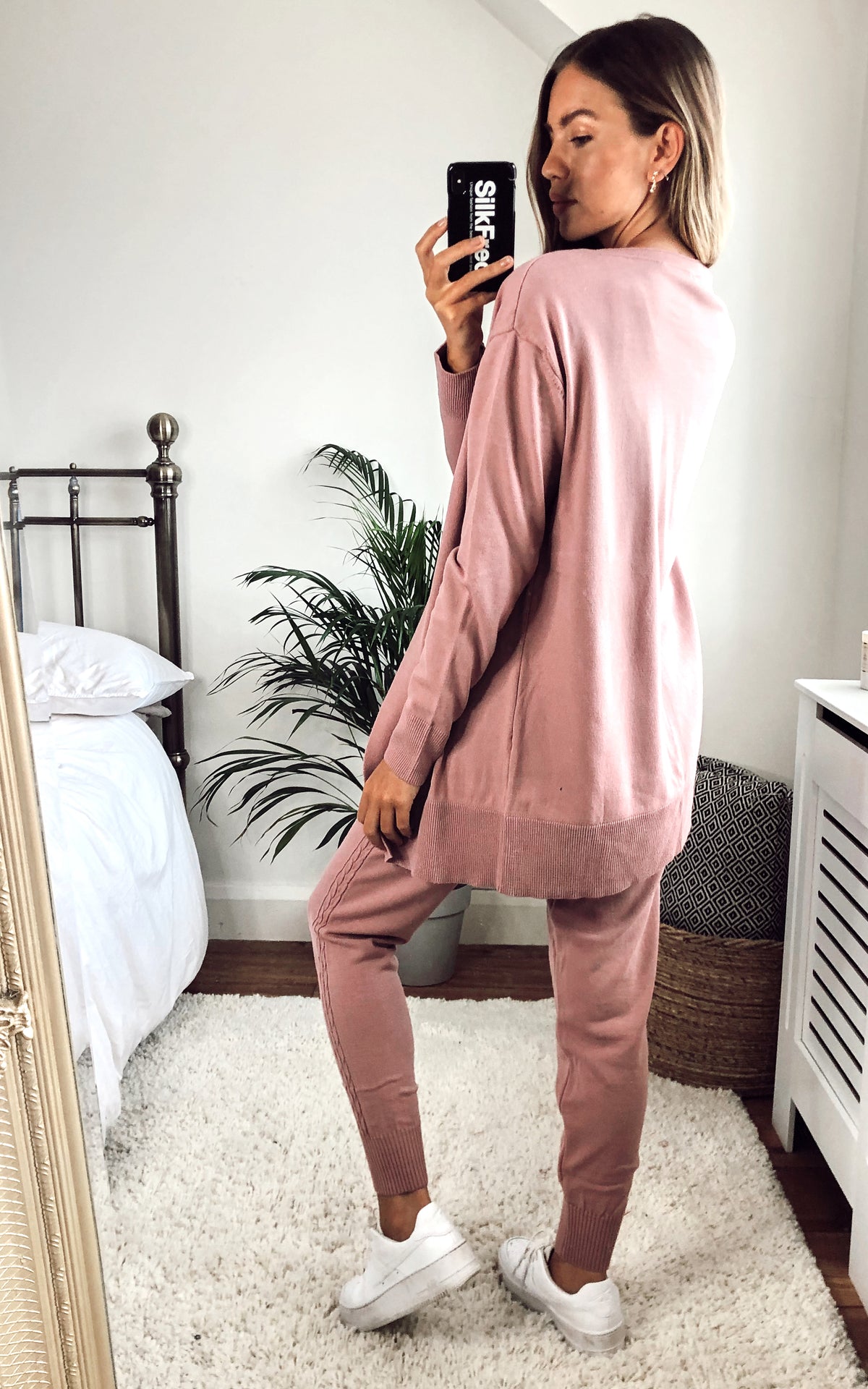 Knitted 3-Piece Loungewear Set Dusty Pink