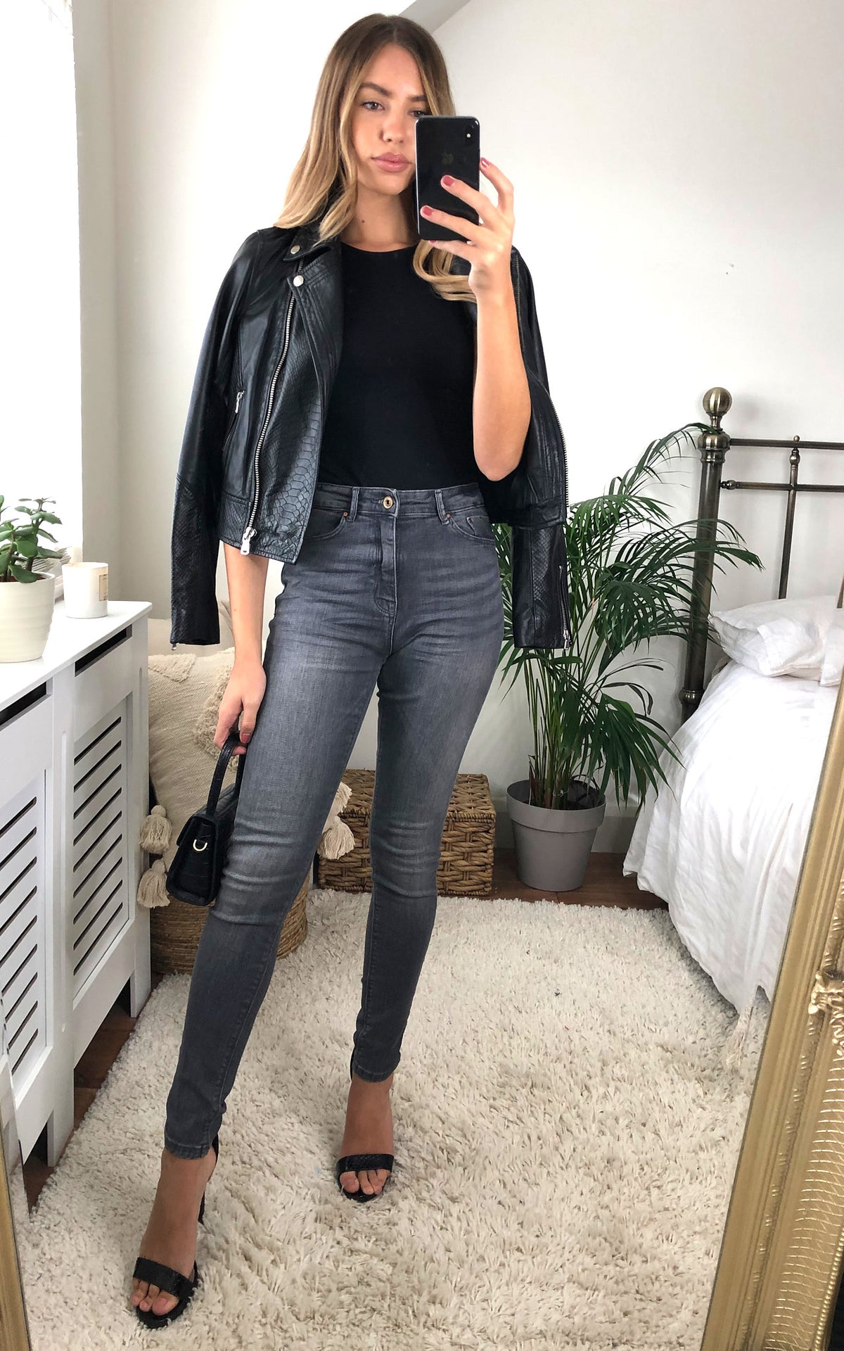 HIGH WAIST SKINNY JEANS in Grey