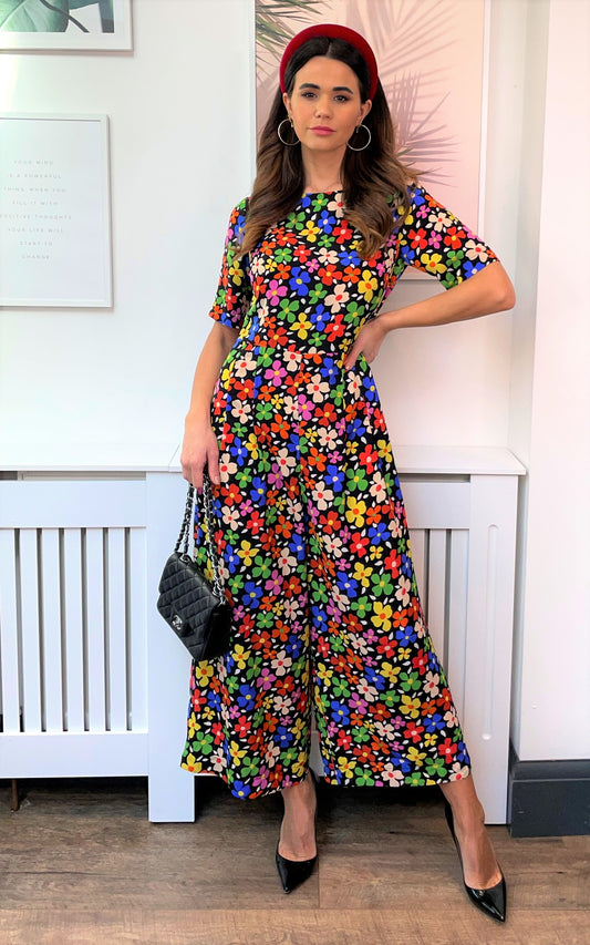 Bianca Jumpsuit in Black Floral Print