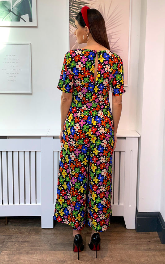 Bianca Jumpsuit in Black Floral Print