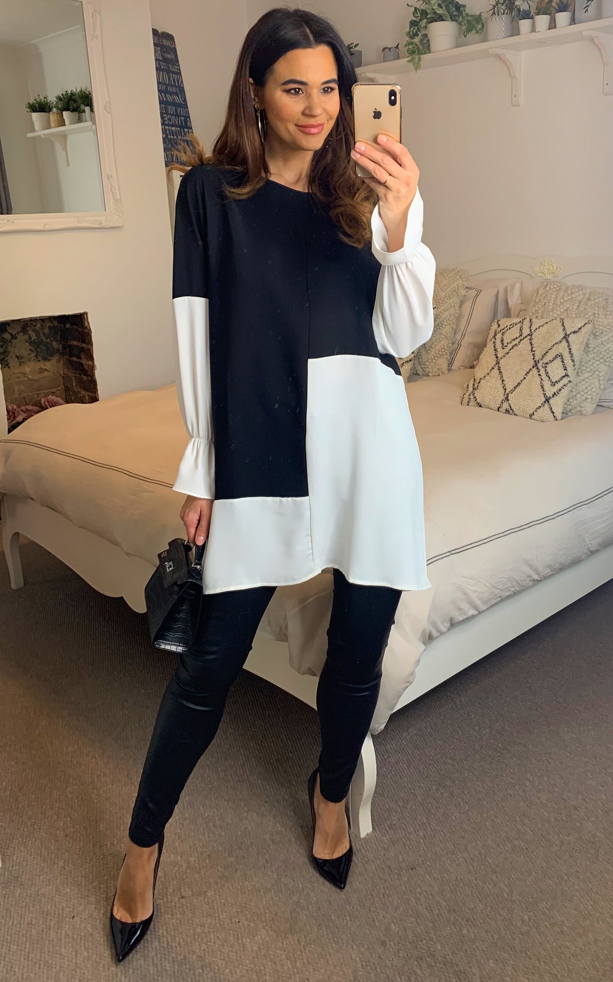 Oversized Colour Block Top in Black and White