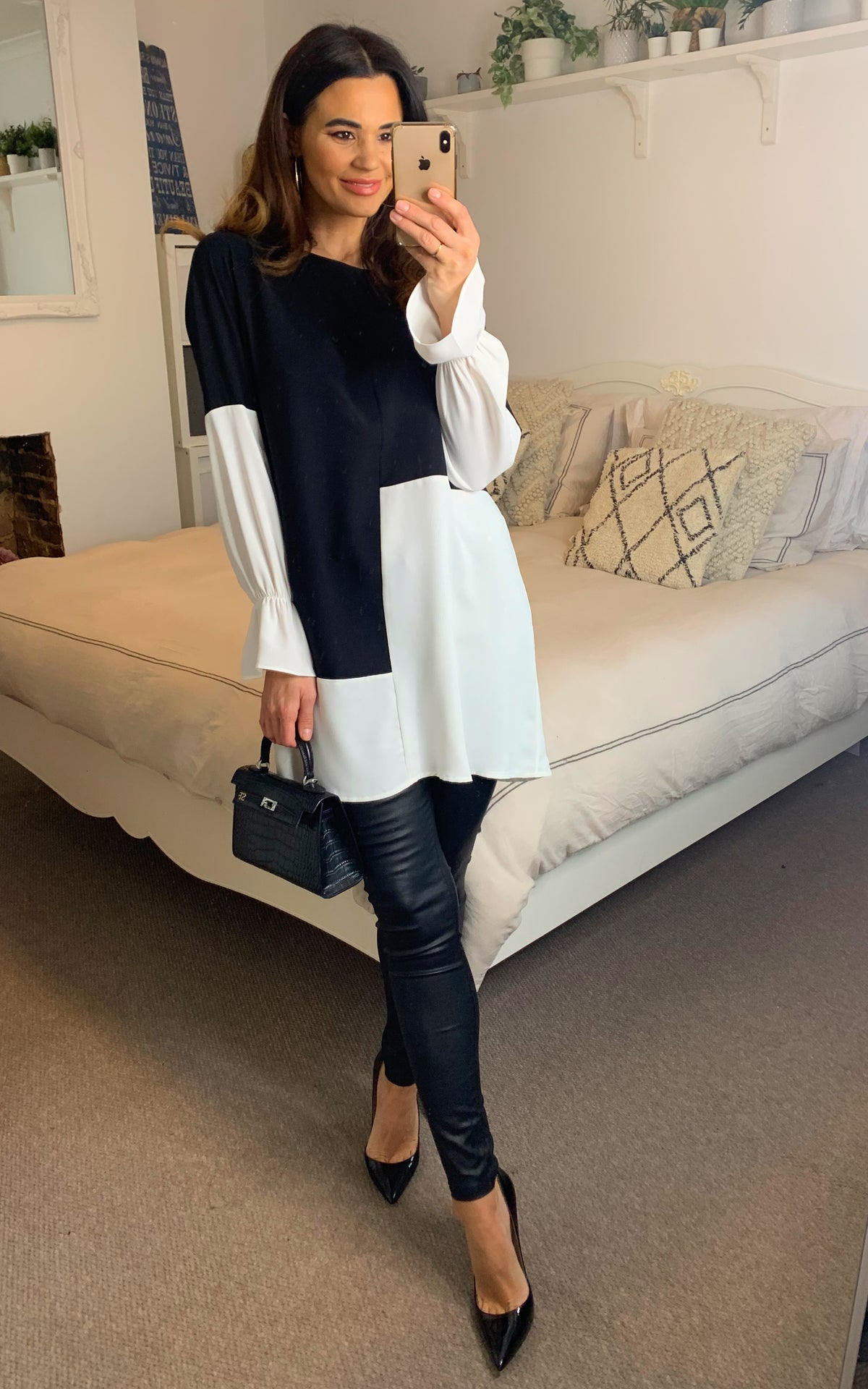 Oversized Colour Block Top in Black and White