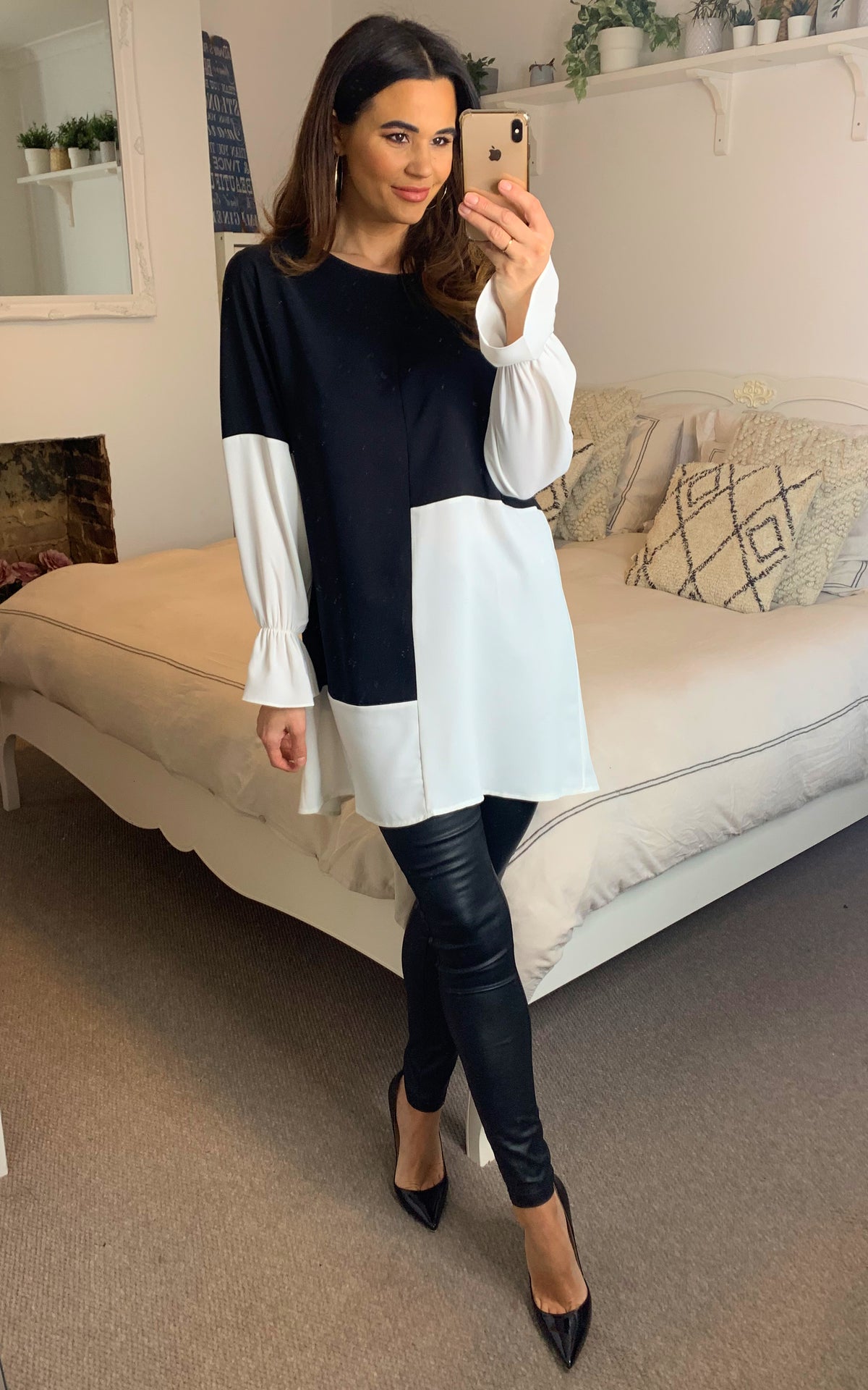 Oversized Colour Block Top in Black and White