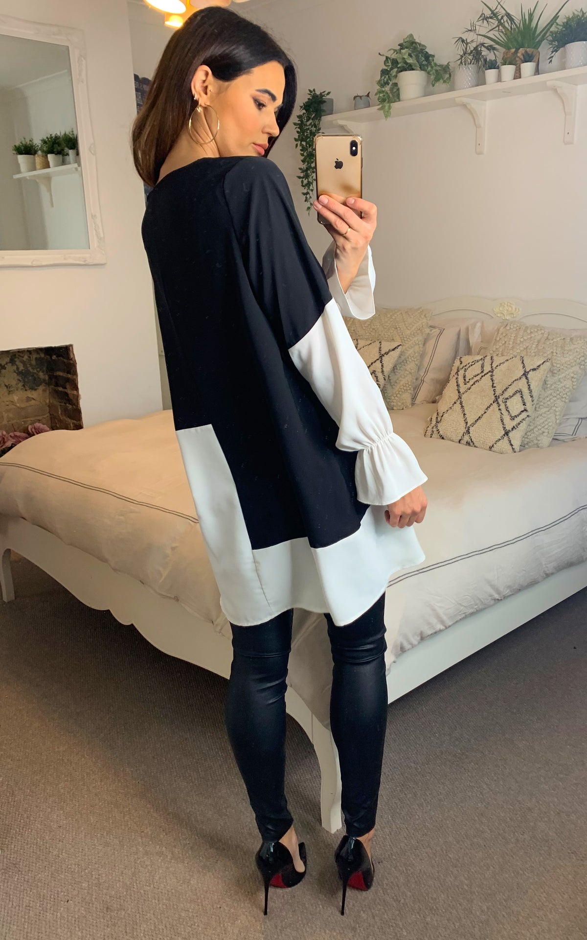 Oversized Colour Block Top in Black and White