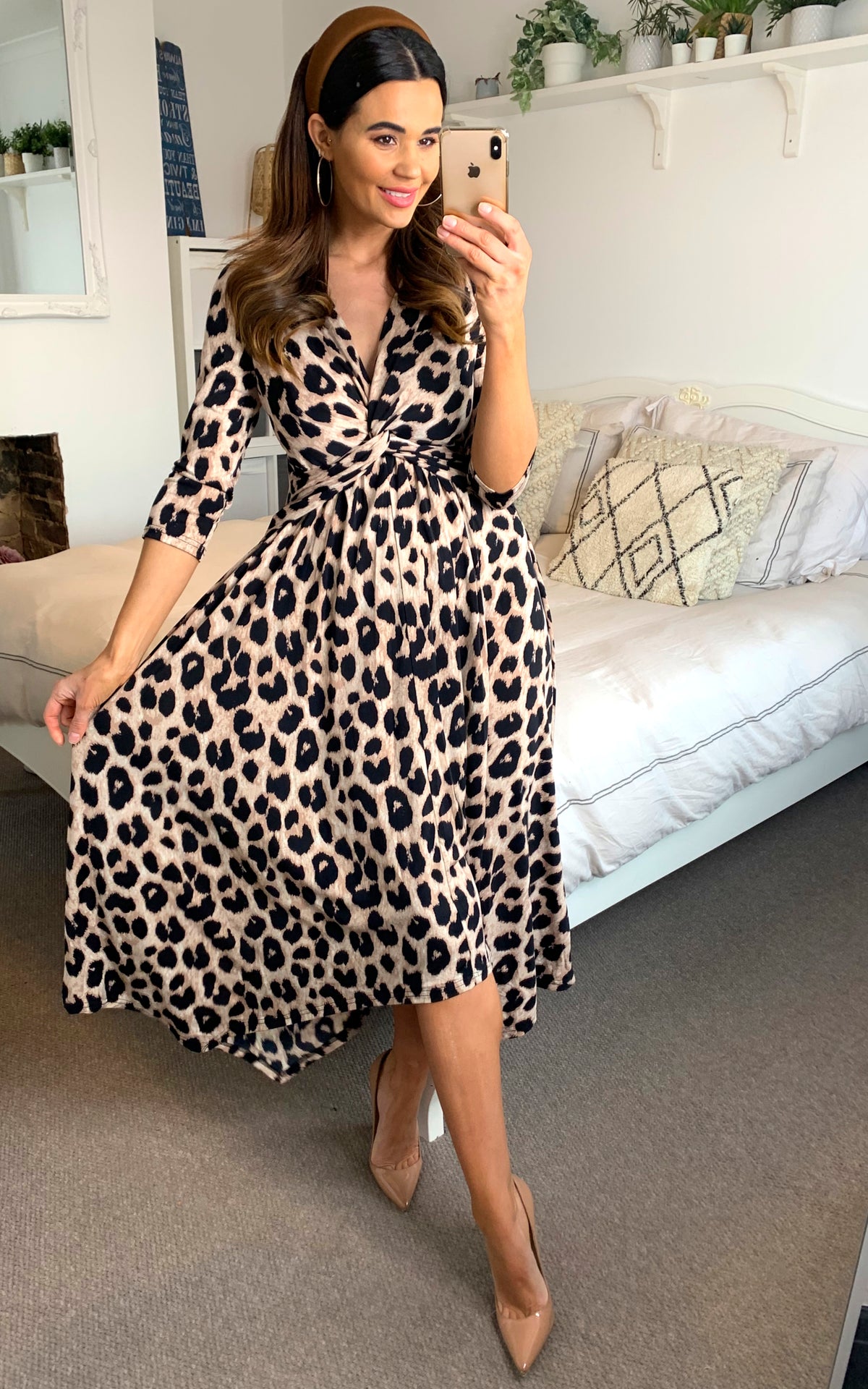 Knot Front Hanky Hem Dress, Pink Animal
