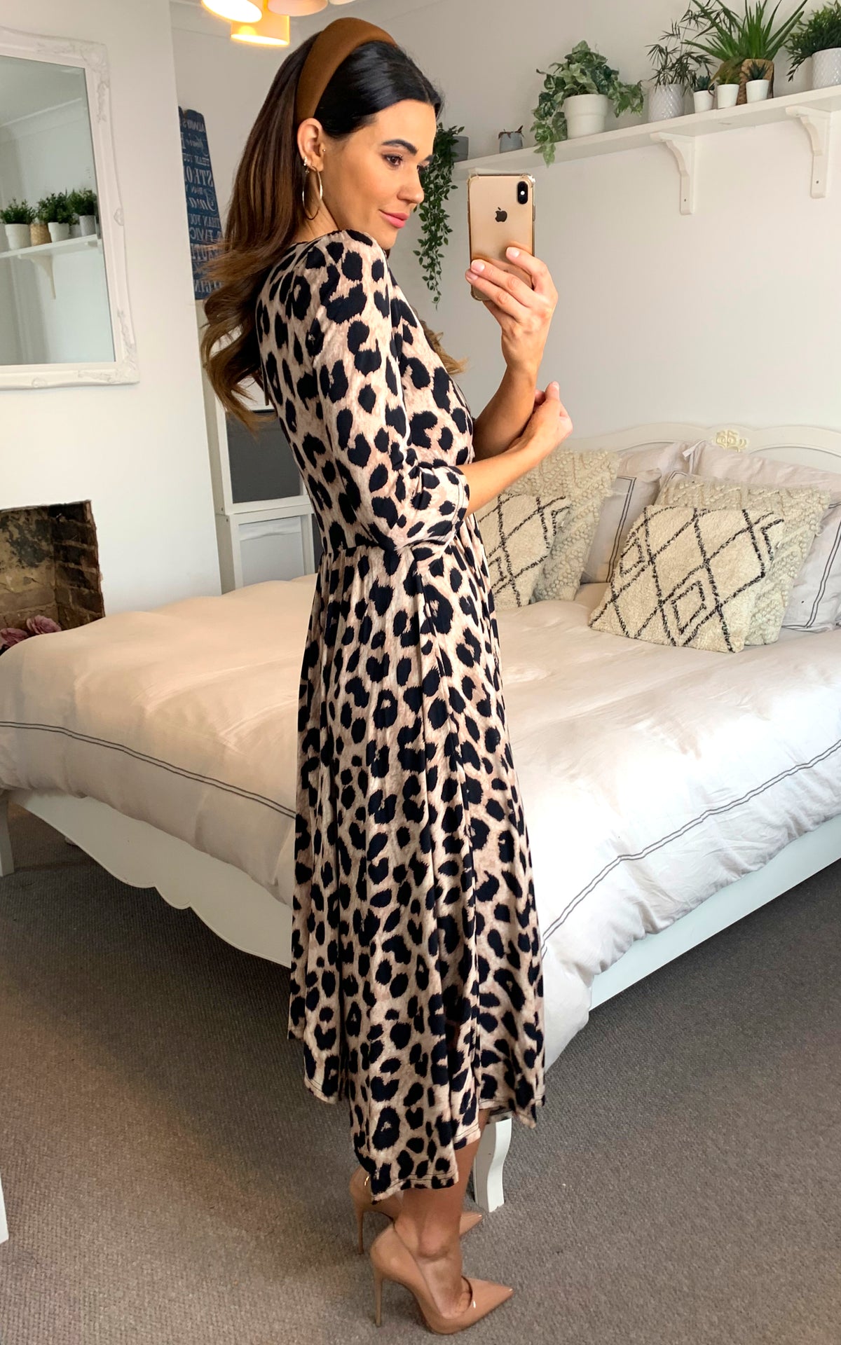 Knot Front Hanky Hem Dress, Pink Animal