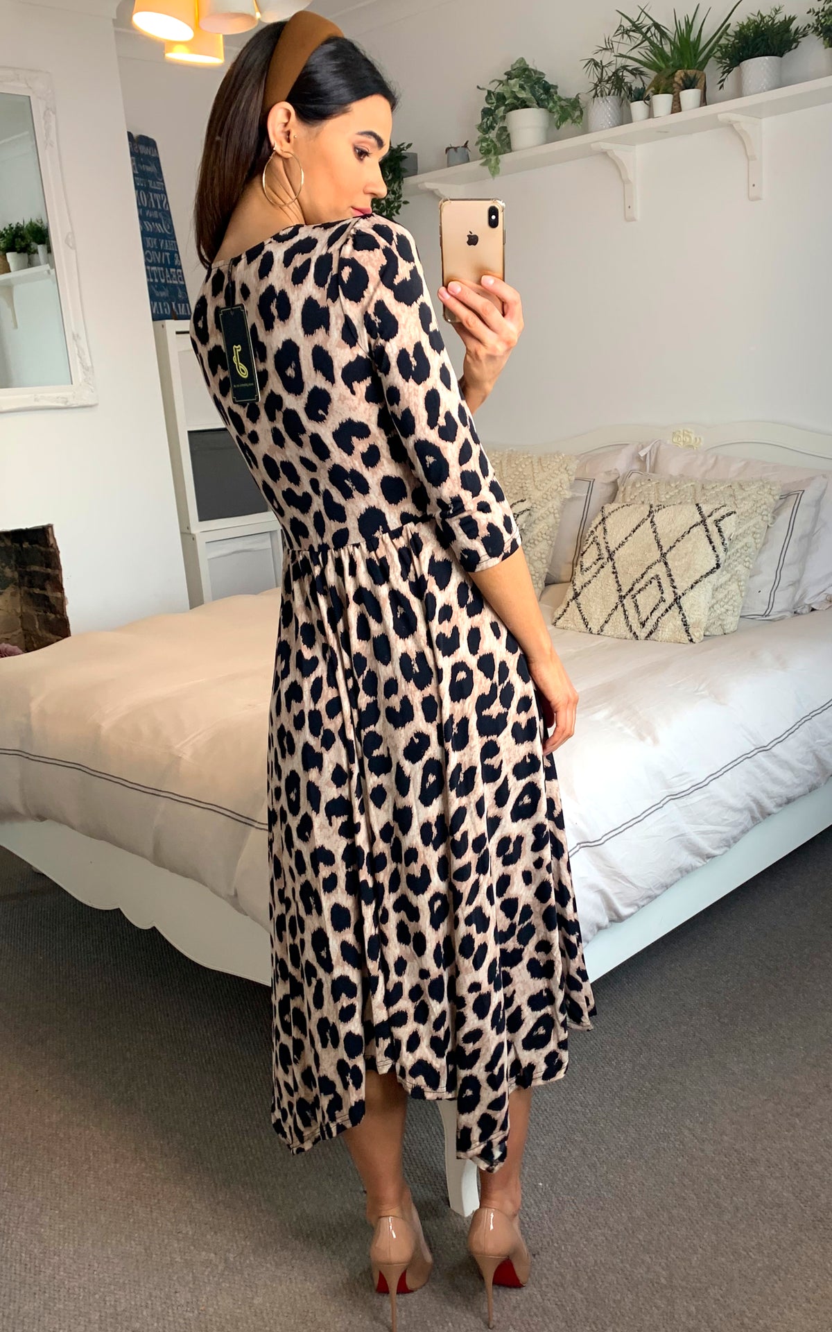 Knot Front Hanky Hem Dress, Pink Animal