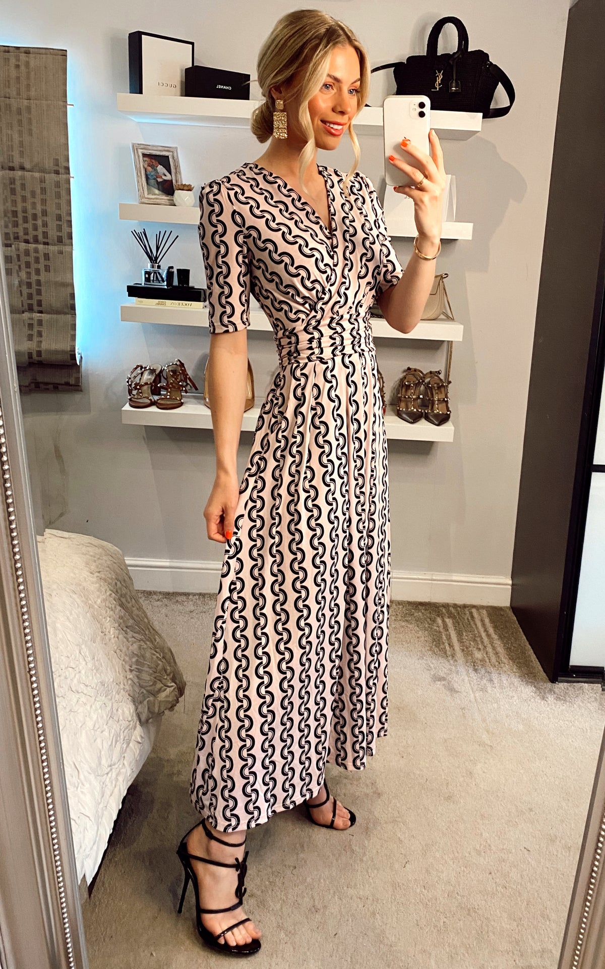 Molly Geo Print Maxi Dress, Pink Geo