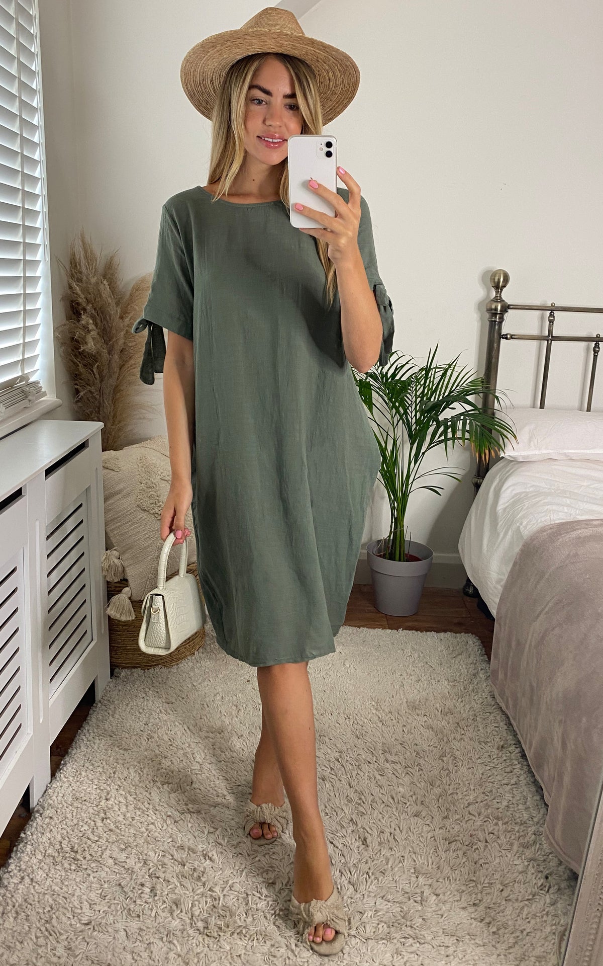 Oversized Dress with Side Pocket in Khaki