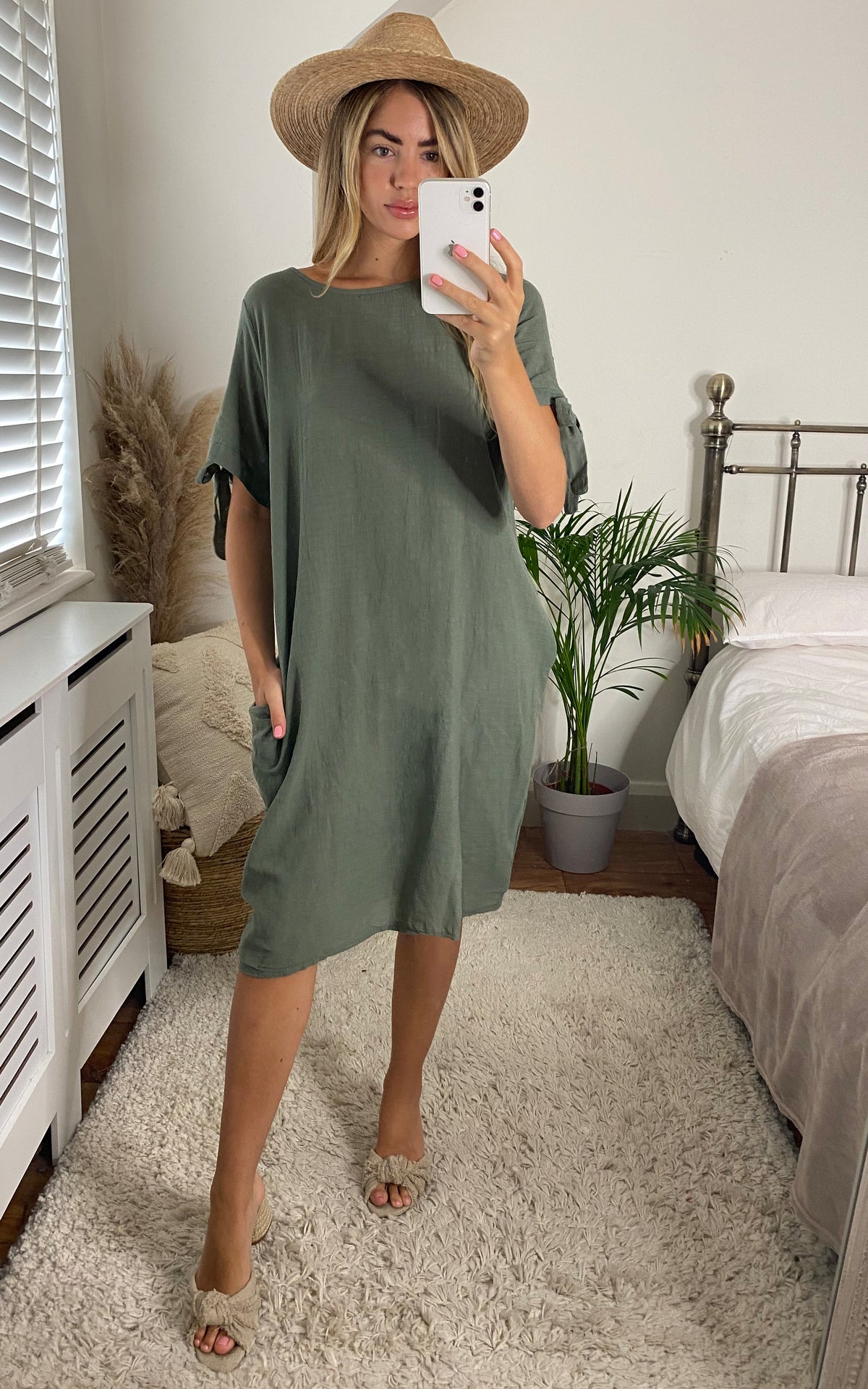 Oversized Dress with Side Pocket in Khaki