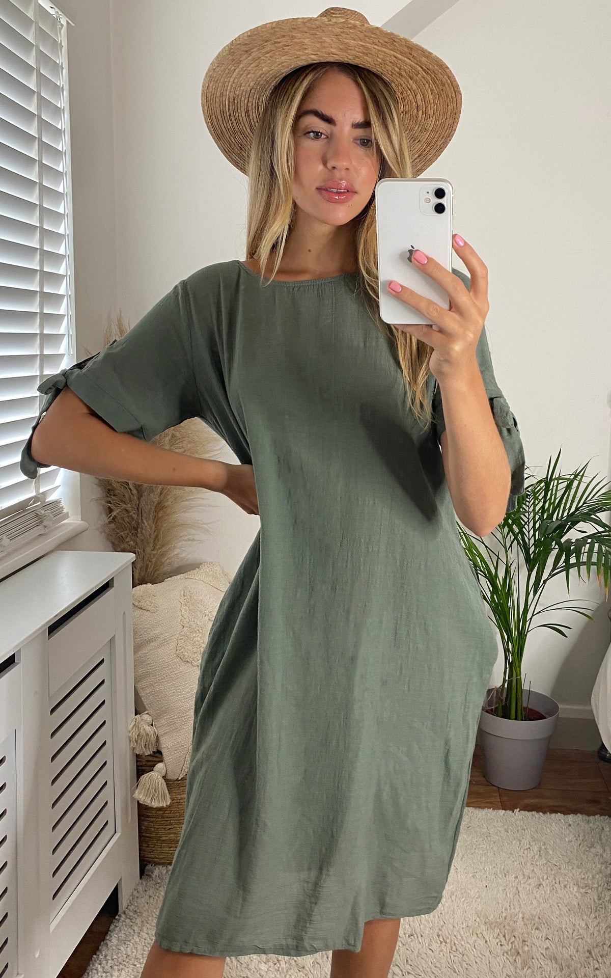 Oversized Dress with Side Pocket in Khaki