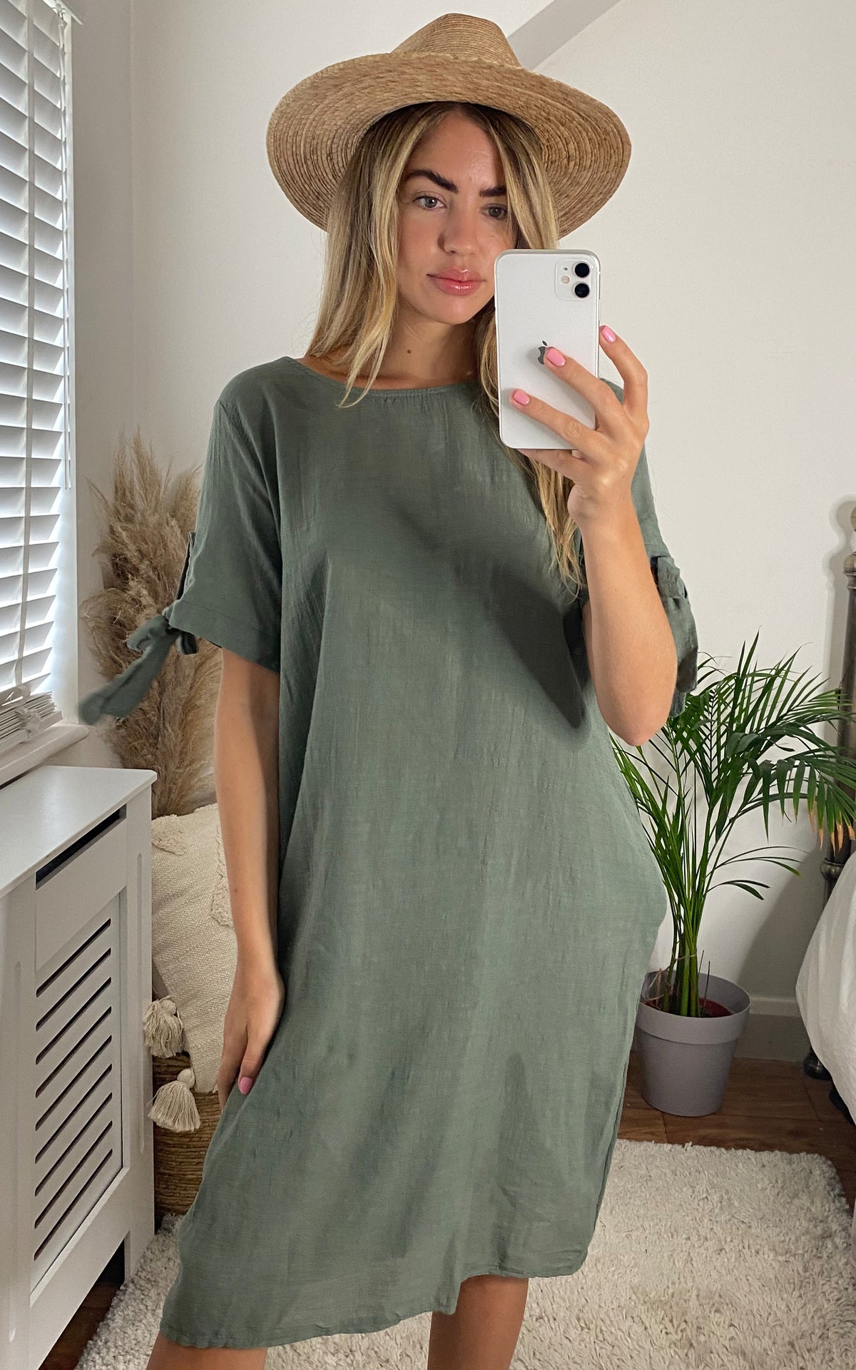 Oversized Dress with Side Pocket in Khaki