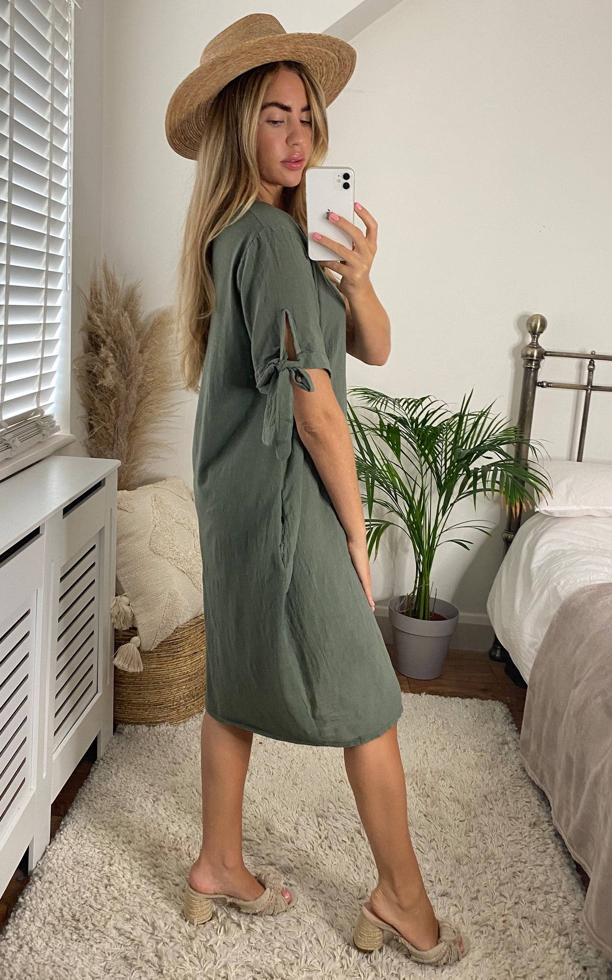 Oversized Dress with Side Pocket in Khaki