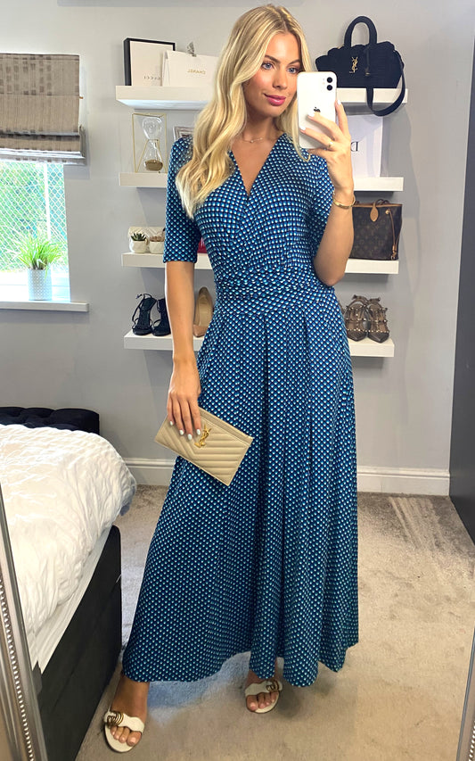 Macara Viscose Maxi Dress, Blue Geo