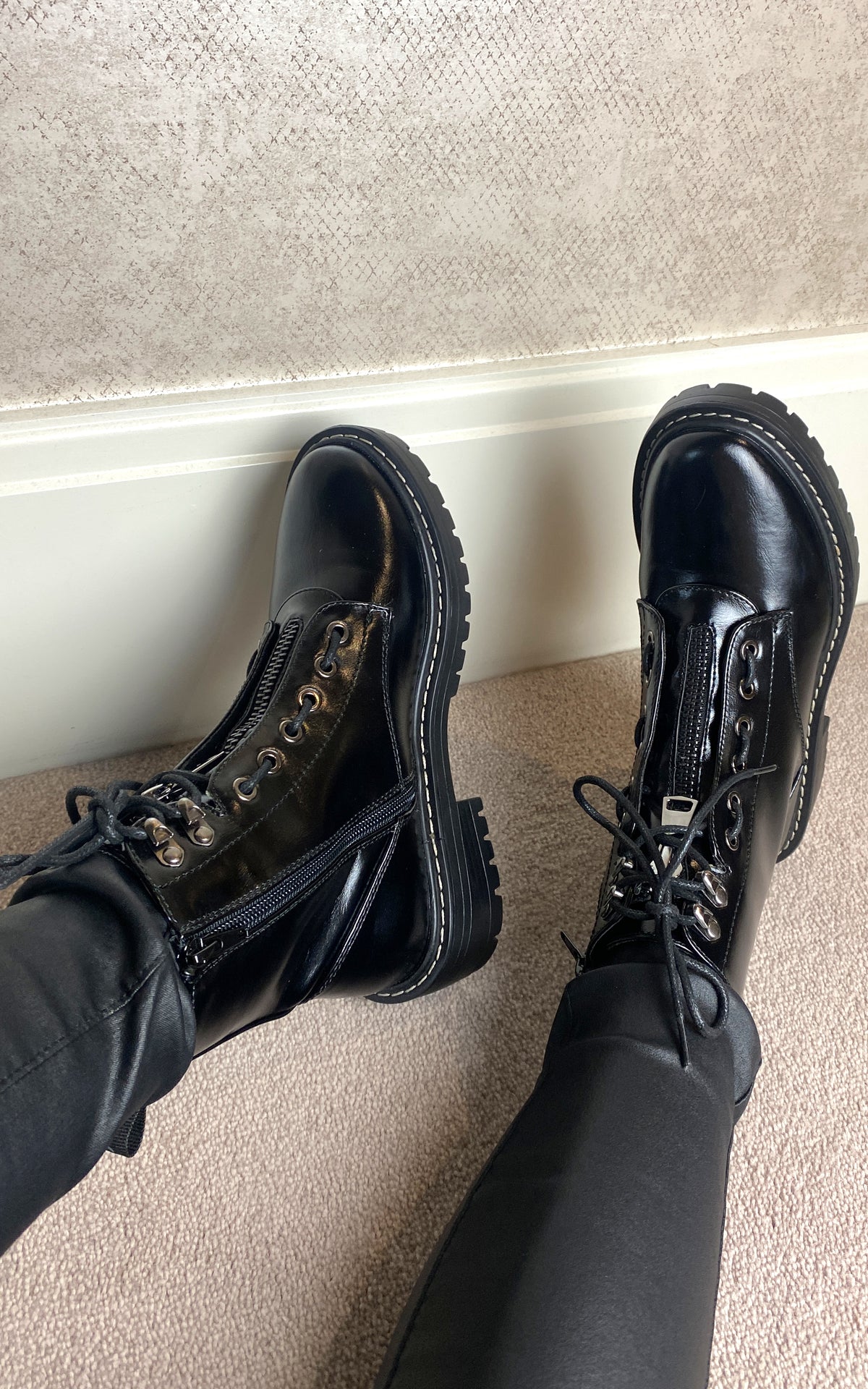 Combat Boot in Black PU