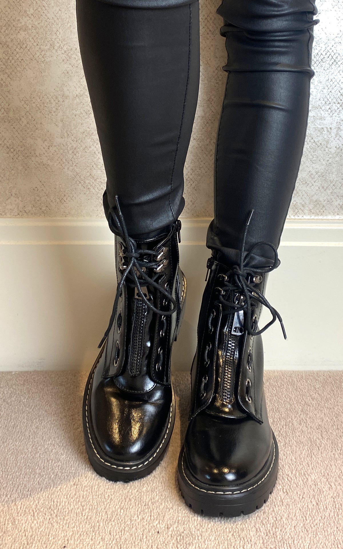 Combat Boot in Black PU