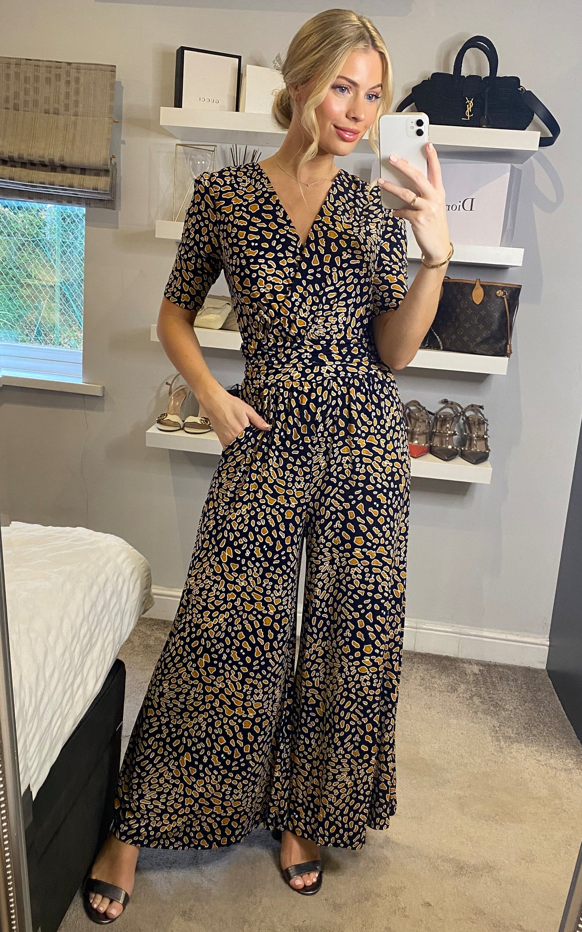 Bailee Wide Leg Jumpsuit, Brown Animal