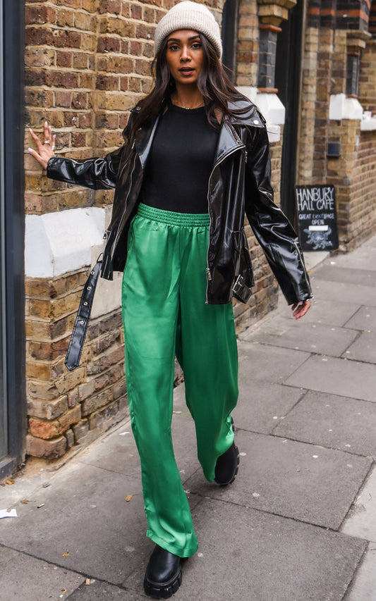 Satin Trousers in Green