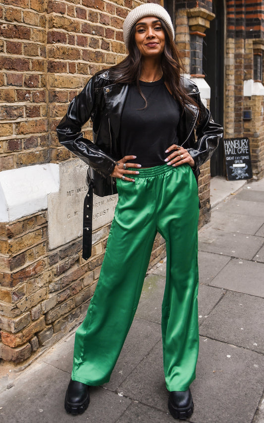 Satin Trousers in Green