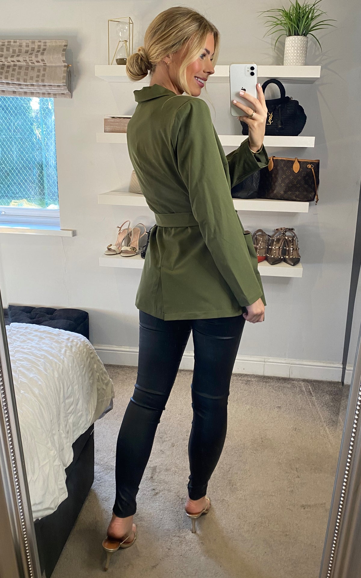 Tie Waist Wrap Blazer in Khaki